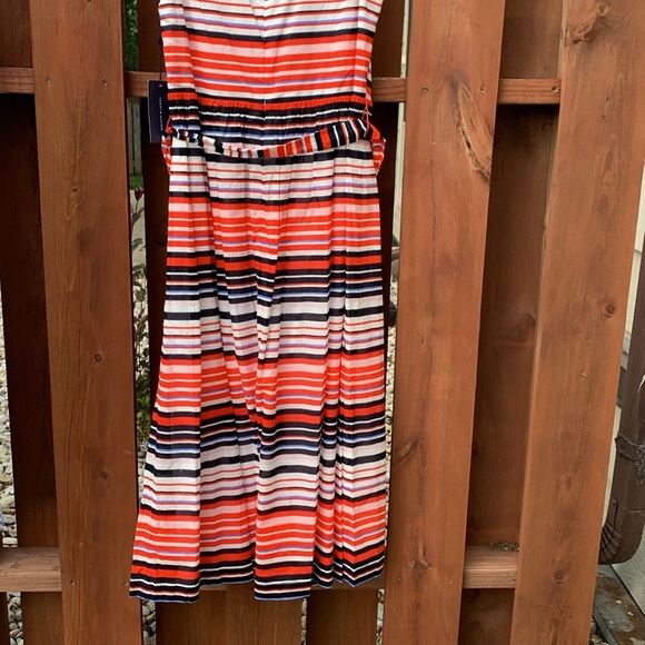 NWT Tommy Hilfiger Sleeveless Belted Horizontal Stripe Midi Dress Size 10 - Picture 11 of 12